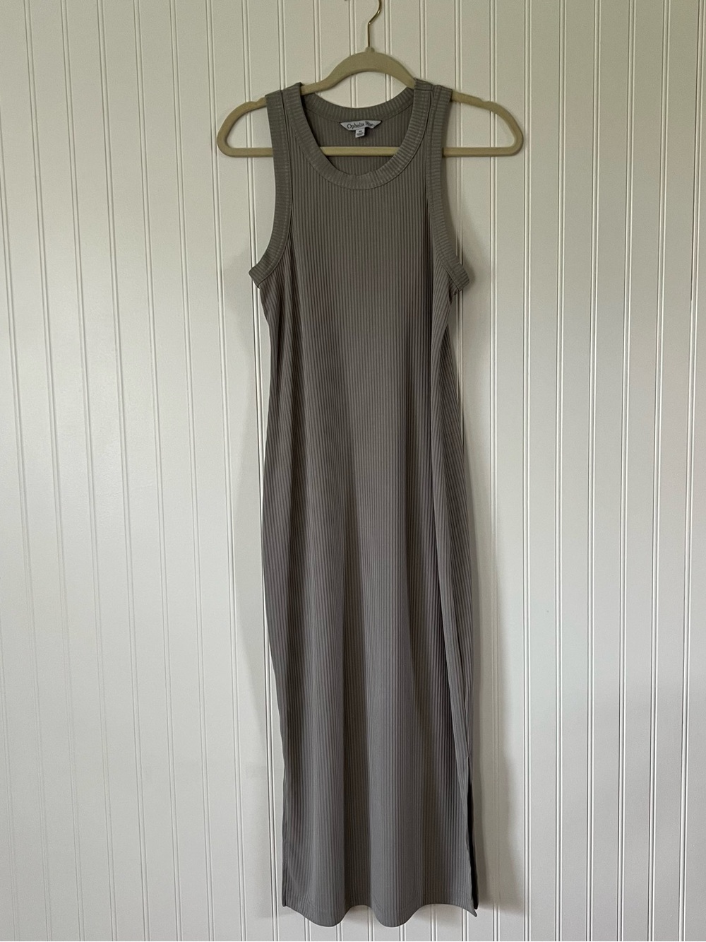 Ophelia Roe Charcoal Gray Ribbed Maxi Dress